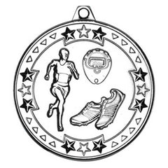 RUNNING TRI STAR MEDAL SILVER - 2in - Optimum Teamwear