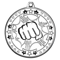 MARTIAL ARTS TRI STAR MEDAL SILVER - 2in - Optimum Teamwear