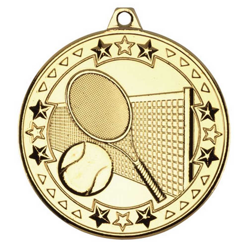 TENNIS TRI STAR MEDAL GOLD - 2in - Optimum Teamwear
