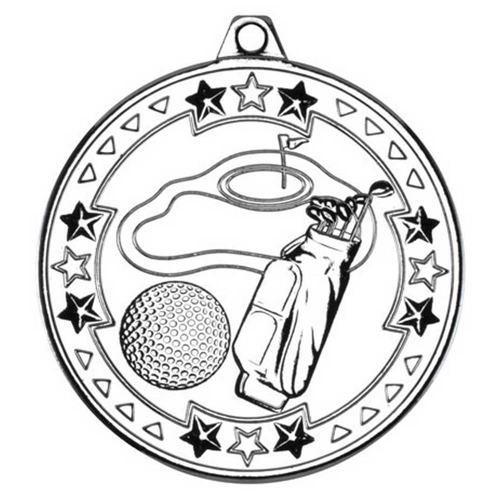 GOLF TRI STAR MEDAL SILVER - 2in - Optimum Teamwear