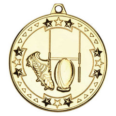 RUGBY TRI STAR MEDAL GOLD - 2in - Optimum Teamwear