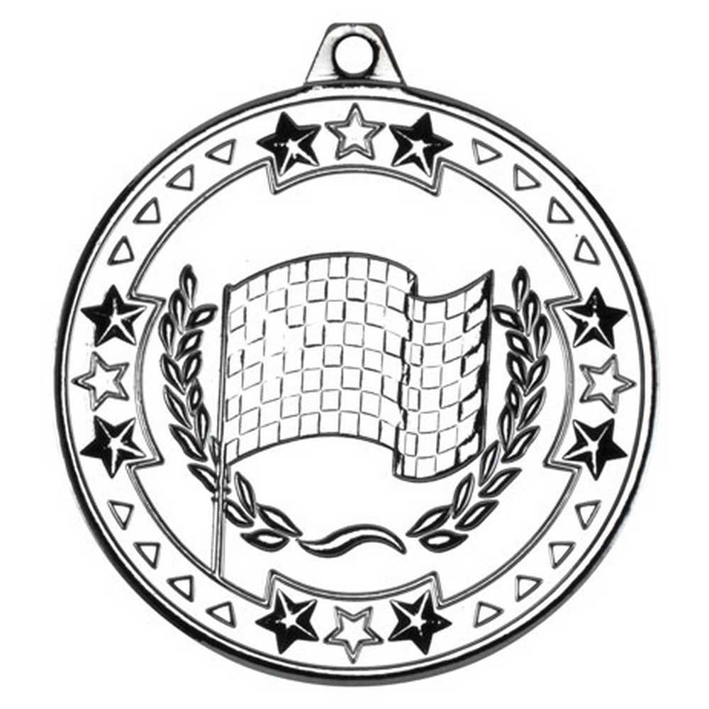 MOTOR SPORT TRI STAR MEDAL SILVER - 2in - Optimum Teamwear