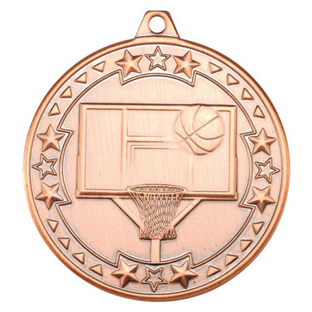 BASKETBALL TRI STAR MEDAL BRONZE - 2in - Optimum Teamwear