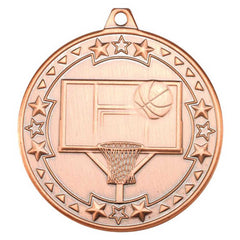 BASKETBALL TRI STAR MEDAL BRONZE - 2in - Optimum Teamwear