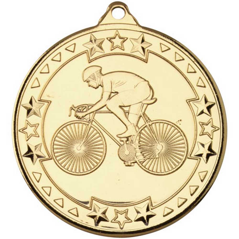 CYCLING TRI STAR MEDAL GOLD - 2in - Optimum Teamwear