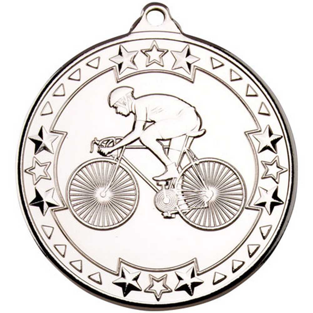 CYCLING TRI STAR MEDAL SILVER - 2in - Optimum Teamwear