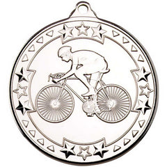 CYCLING TRI STAR MEDAL SILVER - 2in - Optimum Teamwear