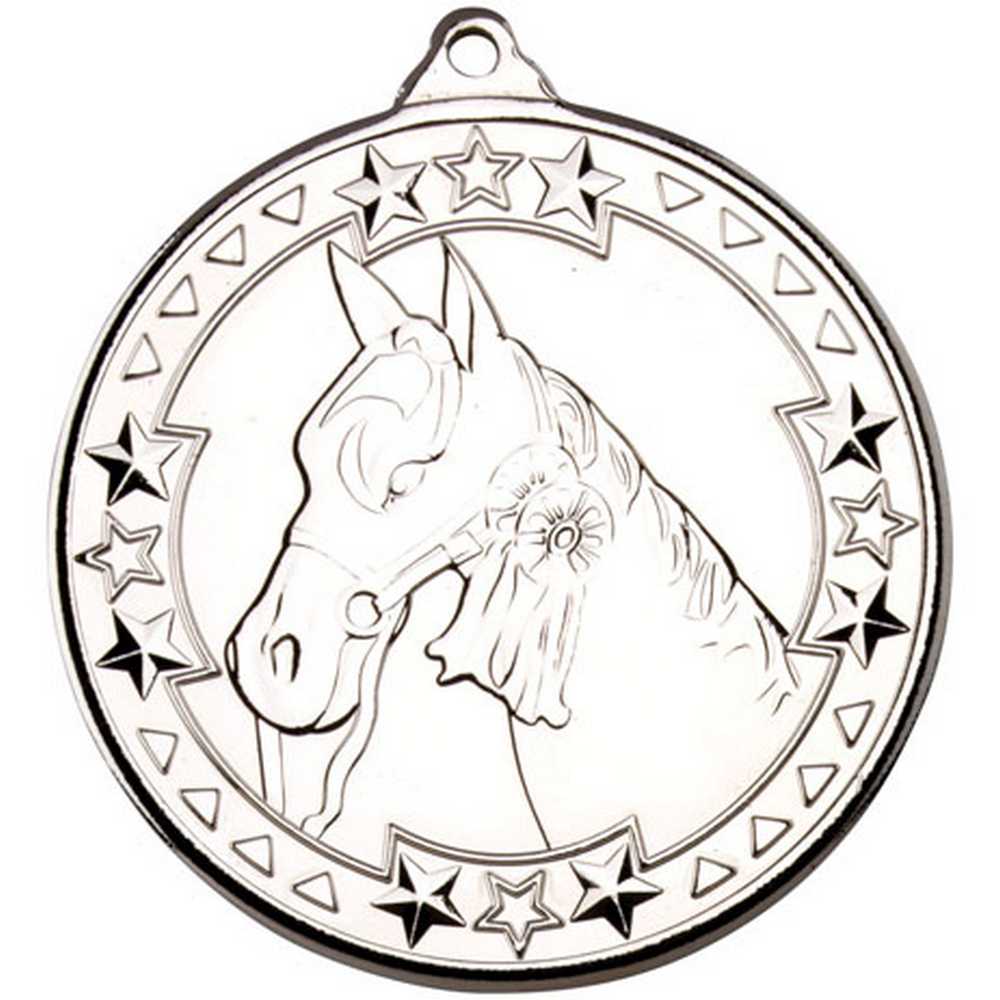HORSE TRI STAR MEDAL SILVER - 2in - Optimum Teamwear