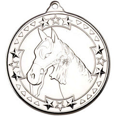 HORSE TRI STAR MEDAL SILVER - 2in - Optimum Teamwear