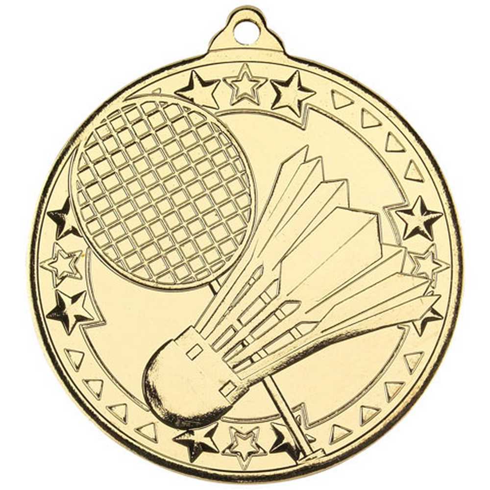BADMINTON TRI STAR MEDAL GOLD - 2in - Optimum Teamwear