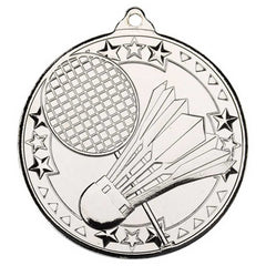 BADMINTON TRI STAR MEDAL SILVER - 2in - Optimum Teamwear