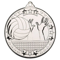 VOLLEYBALL TRI STAR MEDAL SILVER - 2in - Optimum Teamwear