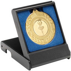 BLACK MEDAL BOX SMALL (40/50mm RECESS BLUE INSERT) - 3.5in - Optimum Teamwear