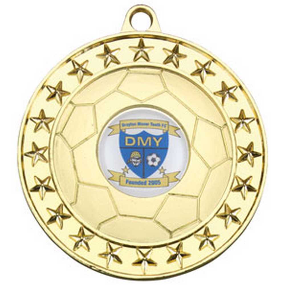 FOOTBALL MEDAL LARGE (1in CENTRE) GOLD - 2.75in - Optimum Teamwear