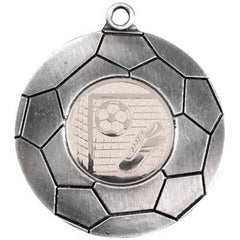 DOMED FOOTBALL MEDAL (1in CENTRE) ANTIQUE SILVER - 2in - Optimum Teamwear