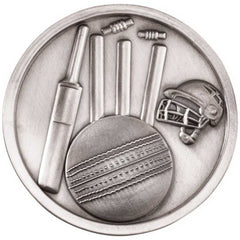 CRICKET MEDALLION ANTIQUE SILVER - 2.75in - Optimum Teamwear