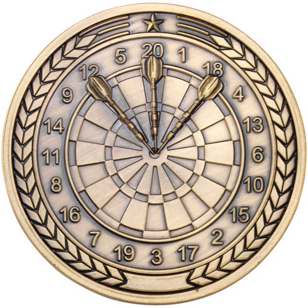 DARTS MEDALLION ANTIQUE GOLD - 2.75in - Optimum Teamwear
