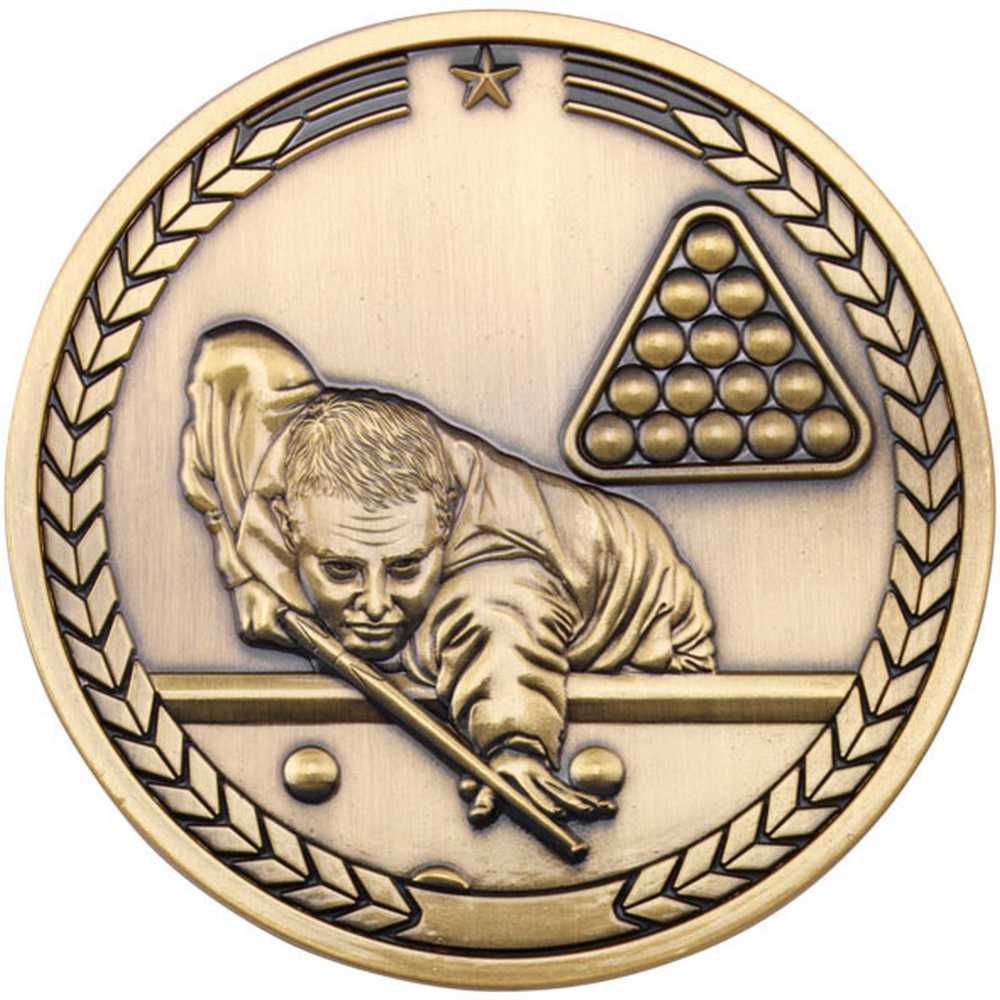 POOL/SNOOKER MEDALLION ANTIQUE GOLD - 2.75in - Optimum Teamwear