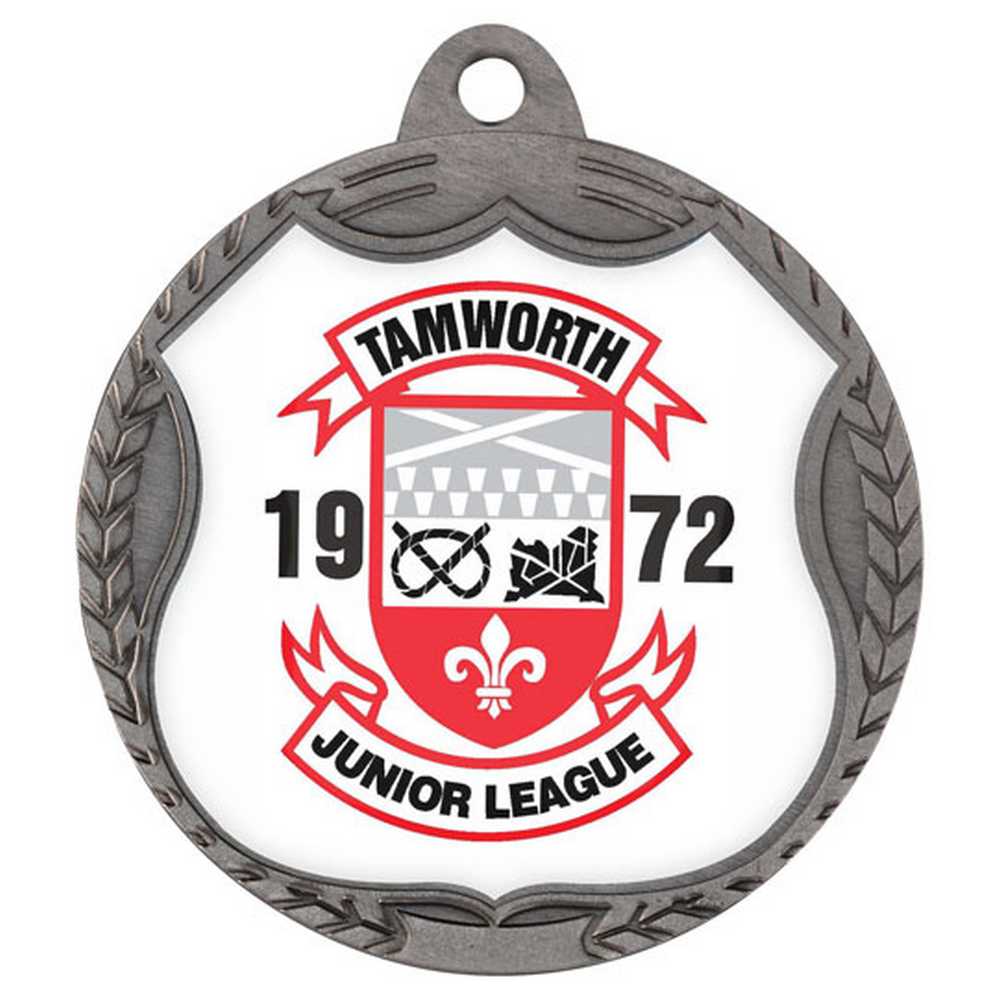 WREATH MEDAL (TAKES SP-SHIELD CENTRE) ANTIQUE SILVER - 2.75in - Optimum Teamwear