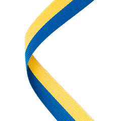 MEDAL RIBBON ROYAL BLUE/YELLOW - 30 X 0.875in - Optimum Teamwear