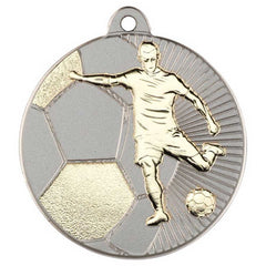 FOOTBALL TWO COLOUR MEDAL MATT SILVER/GOLD - 2in - Optimum Teamwear