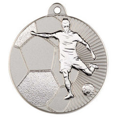 FOOTBALL TWO COLOUR MEDAL MATT SILVER/SILVER - 2in - Optimum Teamwear