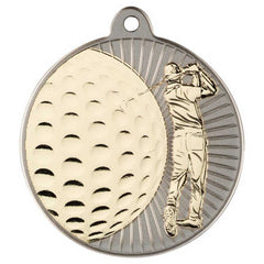 GOLF TWO COLOUR MEDAL MATT SILVER/GOLD - 2in - Optimum Teamwear