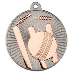 CRICKET TWO COLOUR MEDAL MATT SILVER/BRONZE - 2in - Optimum Teamwear