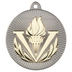 VICTORY TORCH TWO COLOUR MEDAL MATT SILVER/GOLD - 2in - Optimum Teamwear