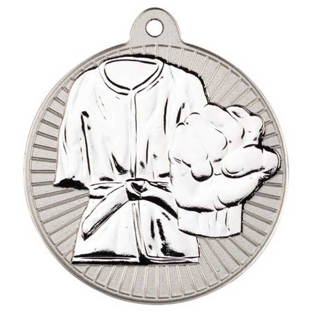 MARTIAL ARTS TWO COLOUR MEDAL MATT SILVER/SILVER - 2in - Optimum Teamwear