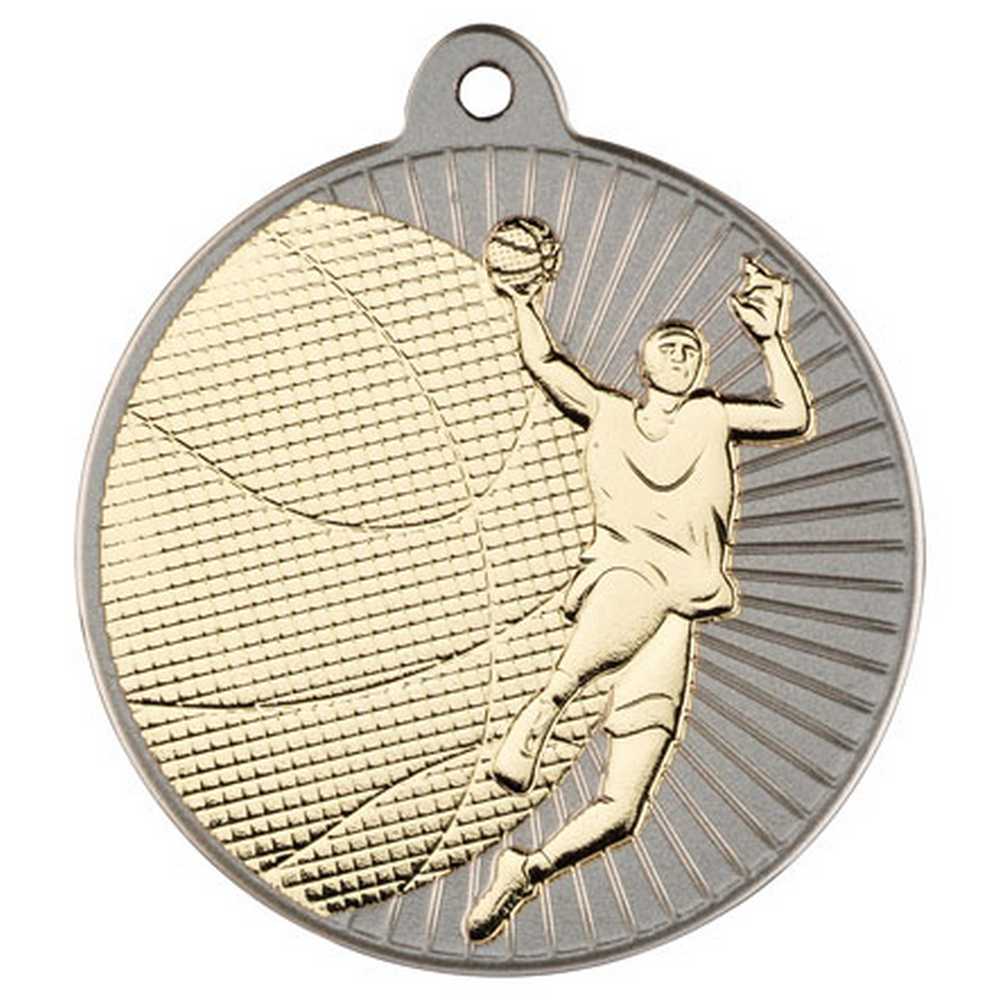 BASKETBALL TWO COLOUR MEDAL MATT SILVER/GOLD - 2in - Optimum Teamwear
