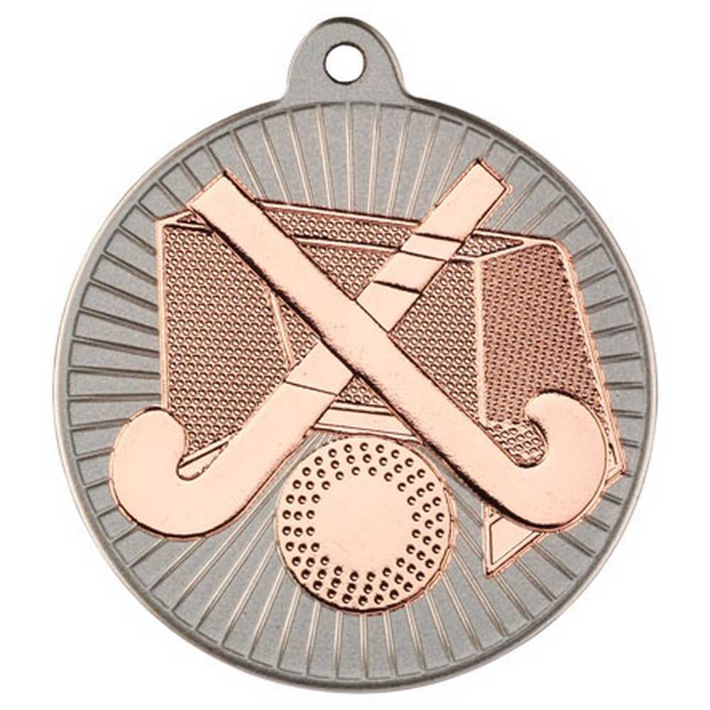 HOCKEY TWO COLOUR MEDAL MATT SILVER/BRONZE - 2in - Optimum Teamwear
