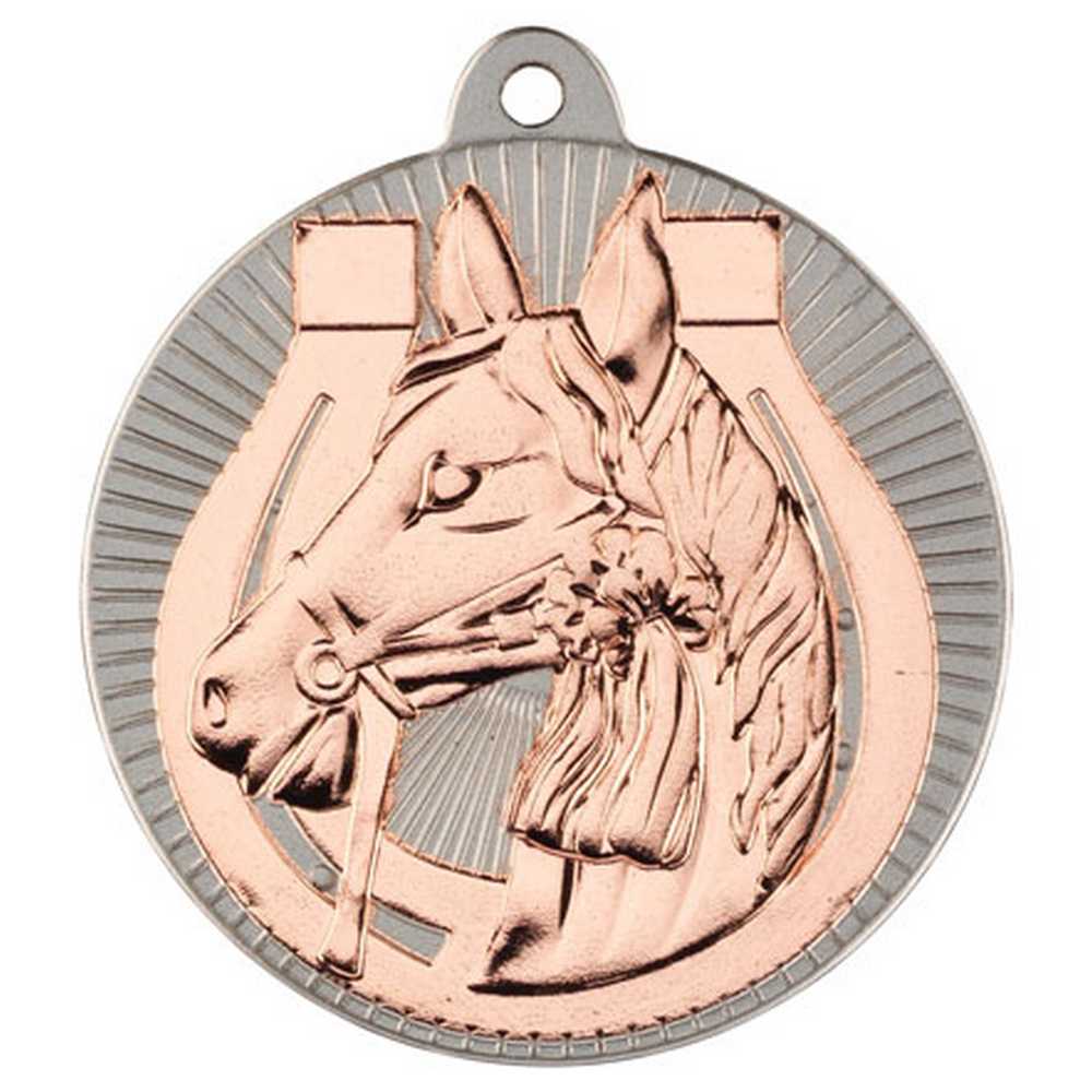 HORSE TWO COLOUR MEDAL MATT SILVER/BRONZE - 2in - Optimum Teamwear