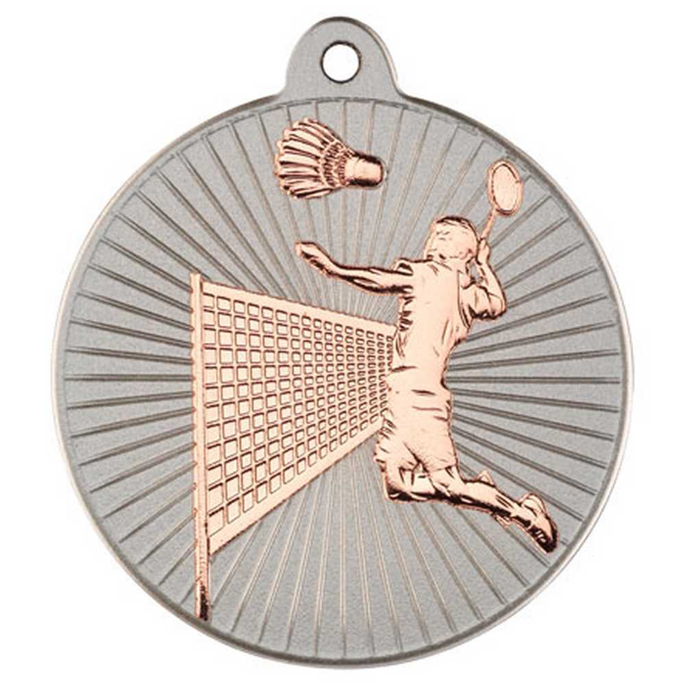 BADMINTON TWO COLOUR MEDAL MATT SILVER/BRONZE - 2in - Optimum Teamwear