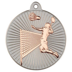 BADMINTON TWO COLOUR MEDAL MATT SILVER/BRONZE - 2in - Optimum Teamwear