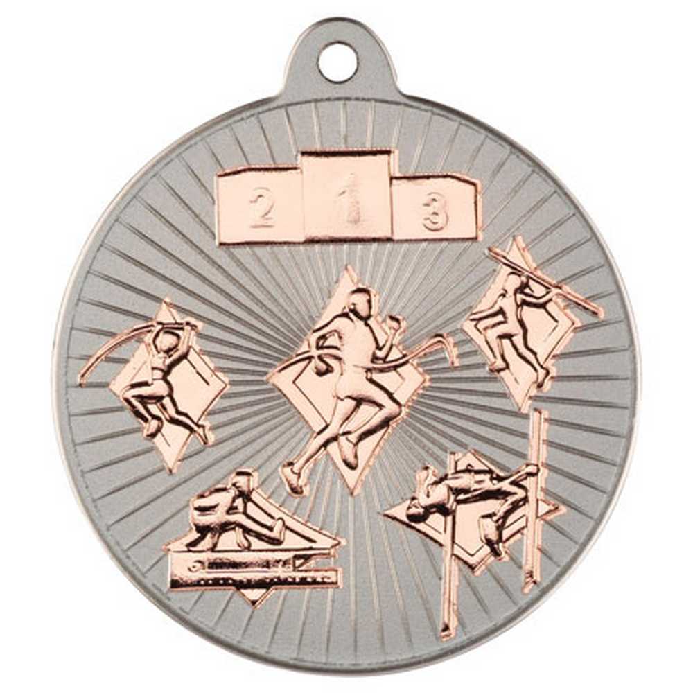 MULTI ATHLETICS TWO COLOUR MEDAL - MATT SILVER/BRONZE 2in - Optimum Teamwear