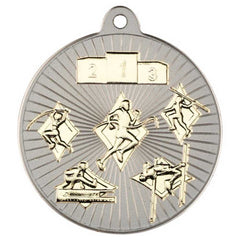 MULTI ATHLETICS TWO COLOUR MEDAL - MATT SILVER/GOLD 2in - Optimum Teamwear