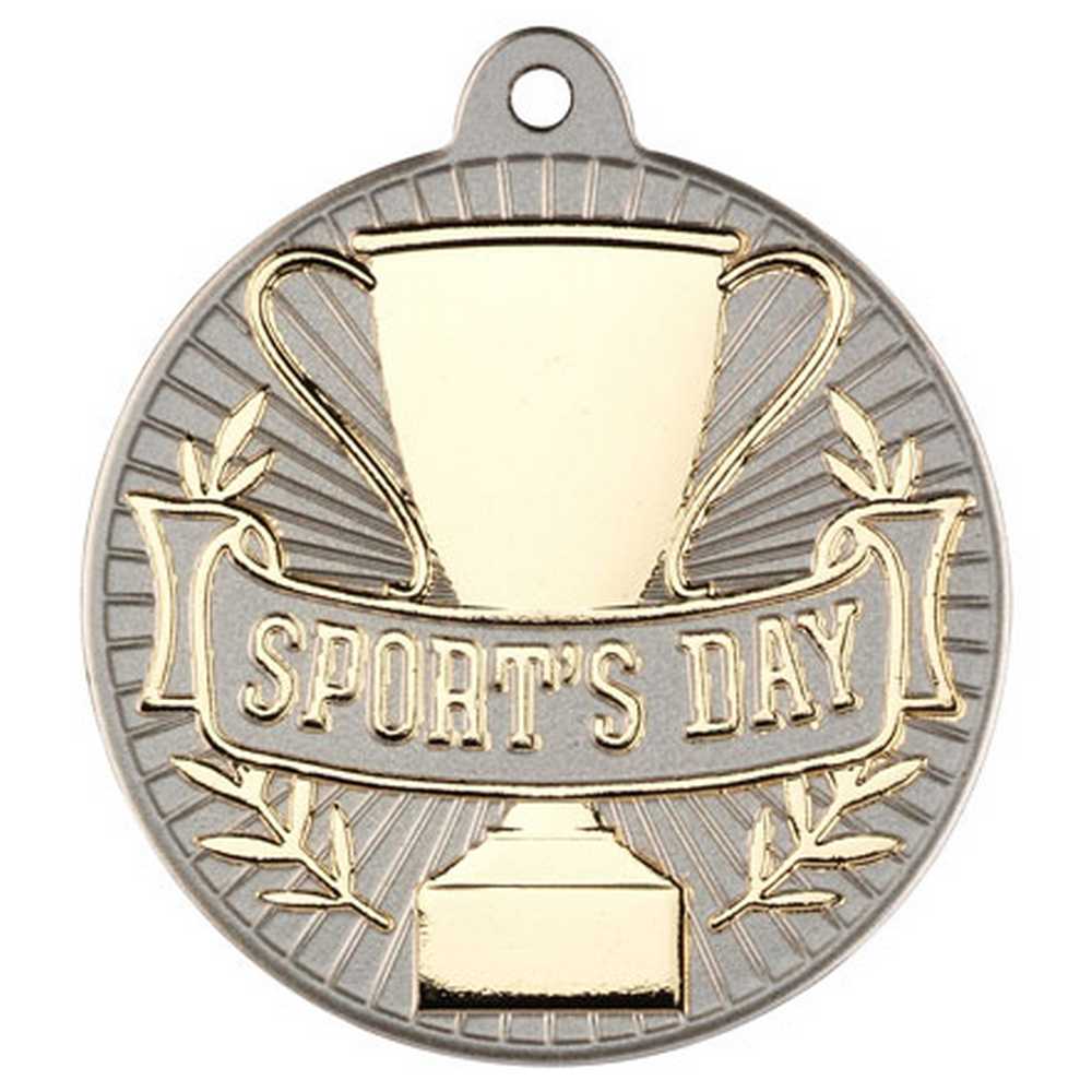 SPORTS DAY TWO COLOUR MEDAL MATT SILVER/GOLD - 2in - Optimum Teamwear
