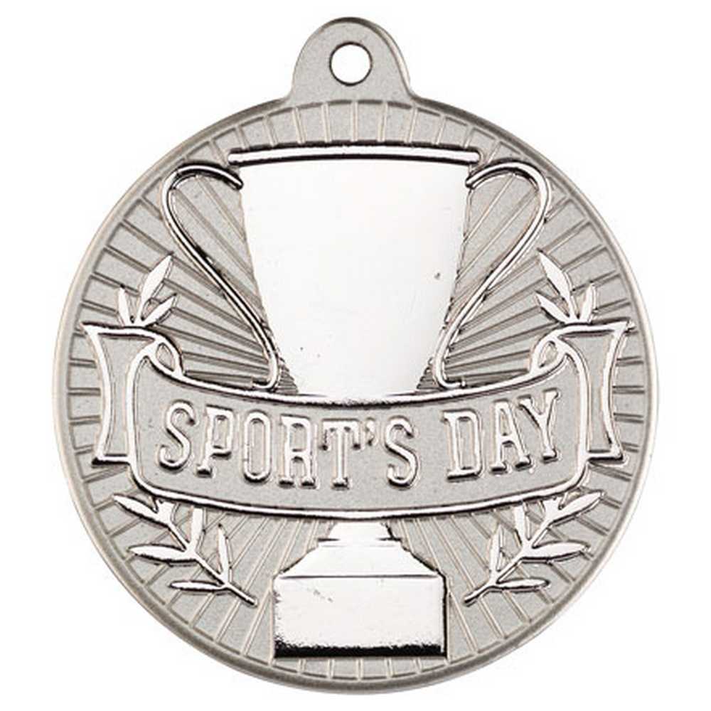 SPORTS DAY TWO COLOUR MEDAL MATT SILVER/SILVER - 2in - Optimum Teamwear