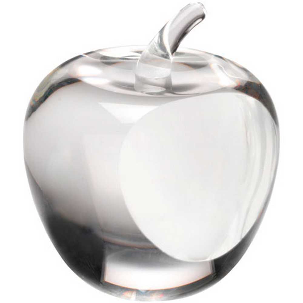 CLEAR GLASS 'APPLE' PAPERWEIGHT WITH PRESENTATION CASE - 3.5in - Optimum Teamwear