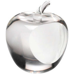 CLEAR GLASS 'APPLE' PAPERWEIGHT WITH PRESENTATION CASE - 3.5in - Optimum Teamwear