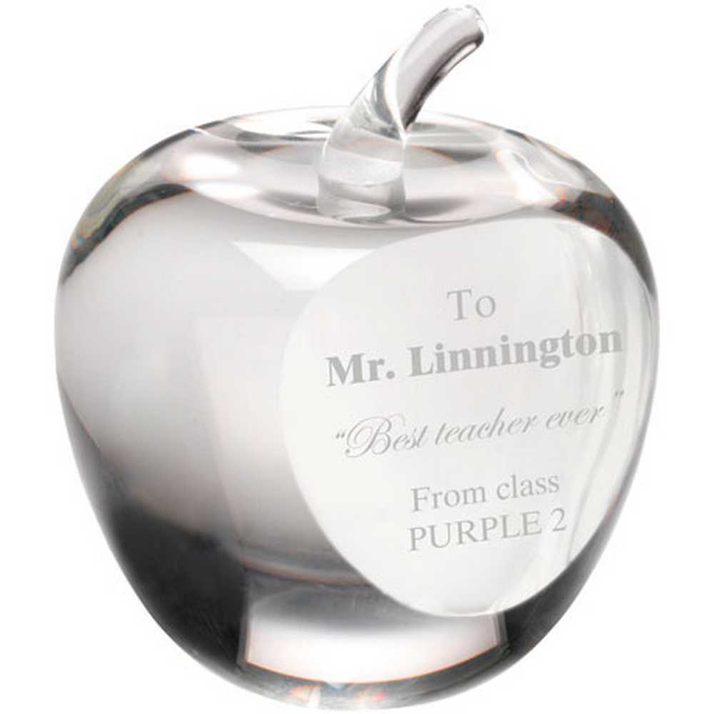 CLEAR GLASS 'APPLE' PAPERWEIGHT WITH PRESENTATION CASE - 3.5in - Optimum Teamwear