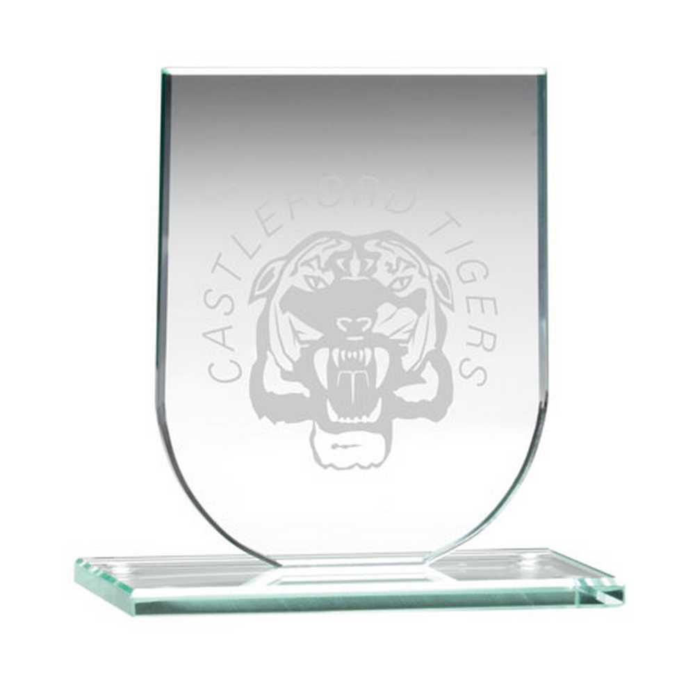 JADE GLASS SHIELD PLAQUE (6mm THICK) - 3.75in - Optimum Teamwear