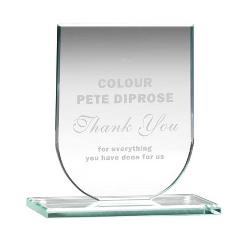 JADE GLASS SHIELD PLAQUE (6mm THICK) - 3.75in - Optimum Teamwear