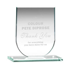 JADE GLASS SHIELD PLAQUE (6mm THICK) - 3.75in - Optimum Teamwear