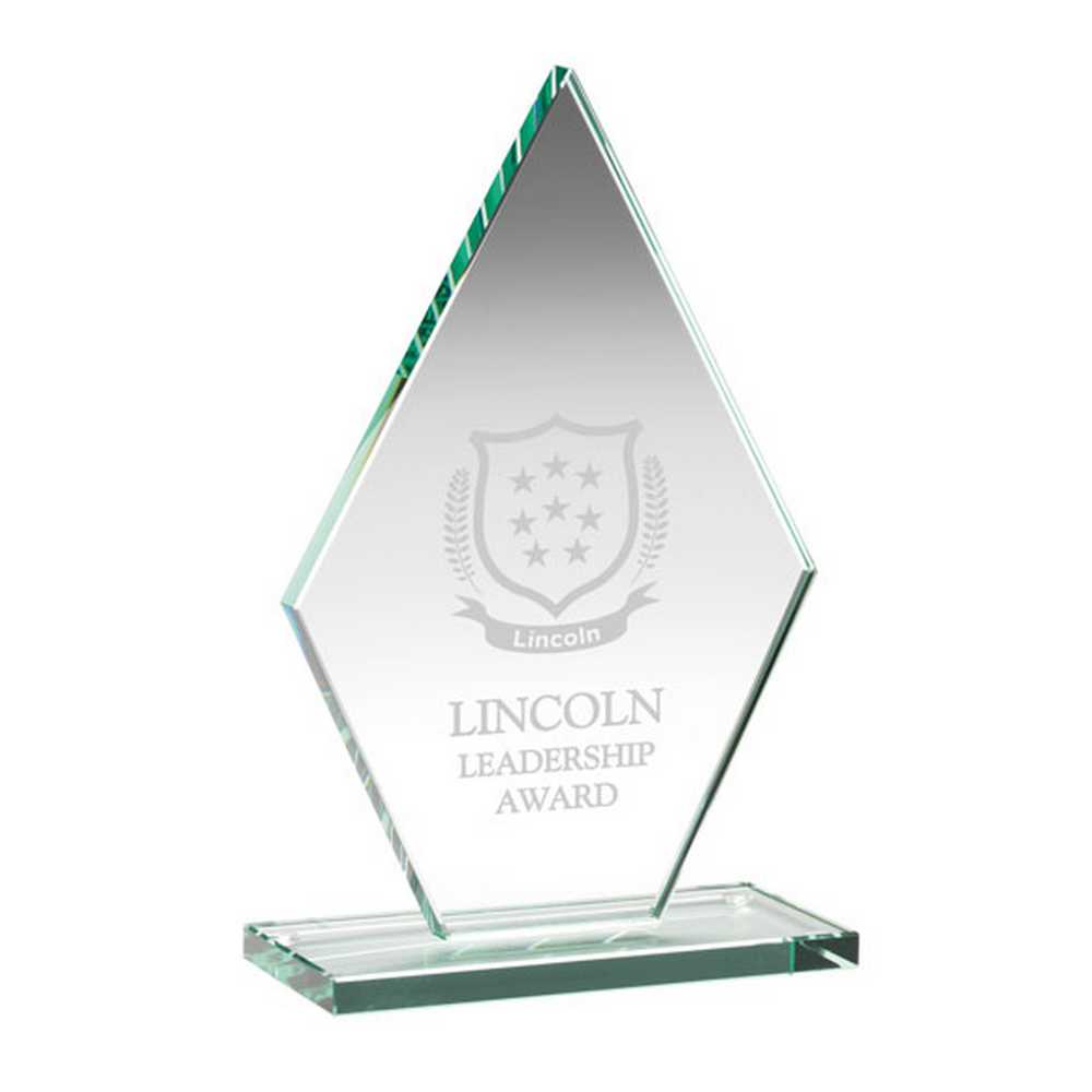 JADE GLASS TALL DIAMOND PLAQUE (10mm THICK) - 7in - Optimum Teamwear