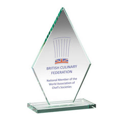 JADE GLASS TALL DIAMOND PLAQUE (10mm THICK) - 7in - Optimum Teamwear