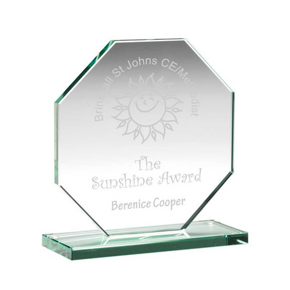 JADE GLASS OCTAGON PLAQUE (10mm THICK) - 4in - Optimum Teamwear