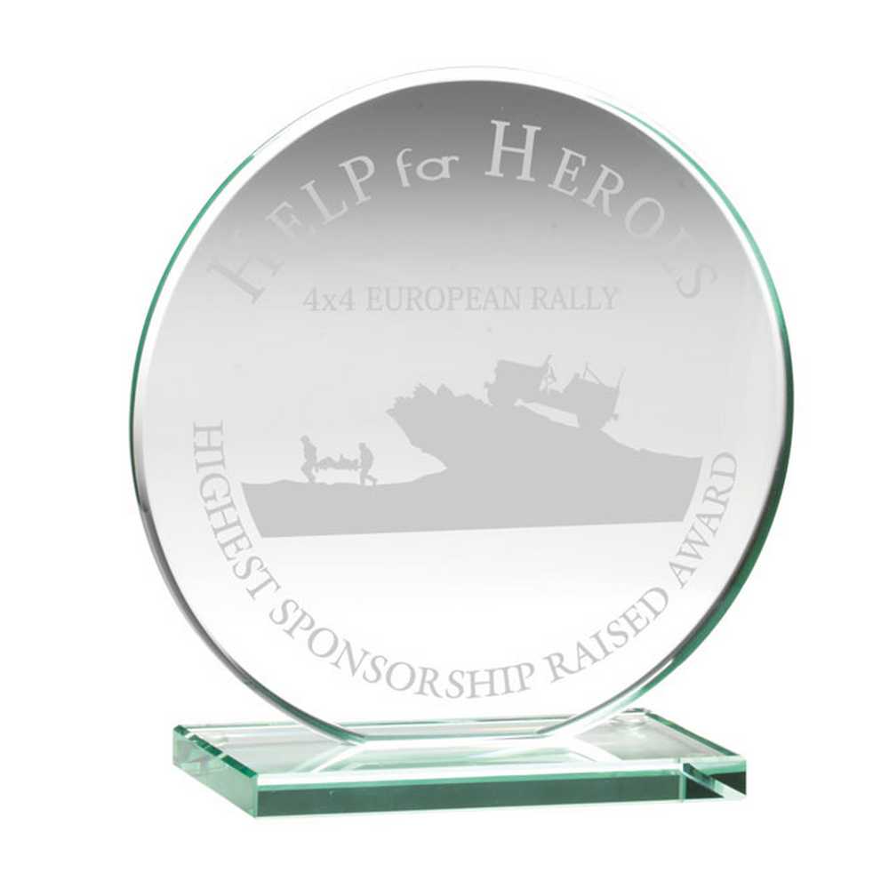 JADE GLASS ROUND PLAQUE (10mm THICK) - 3.75in - Optimum Teamwear