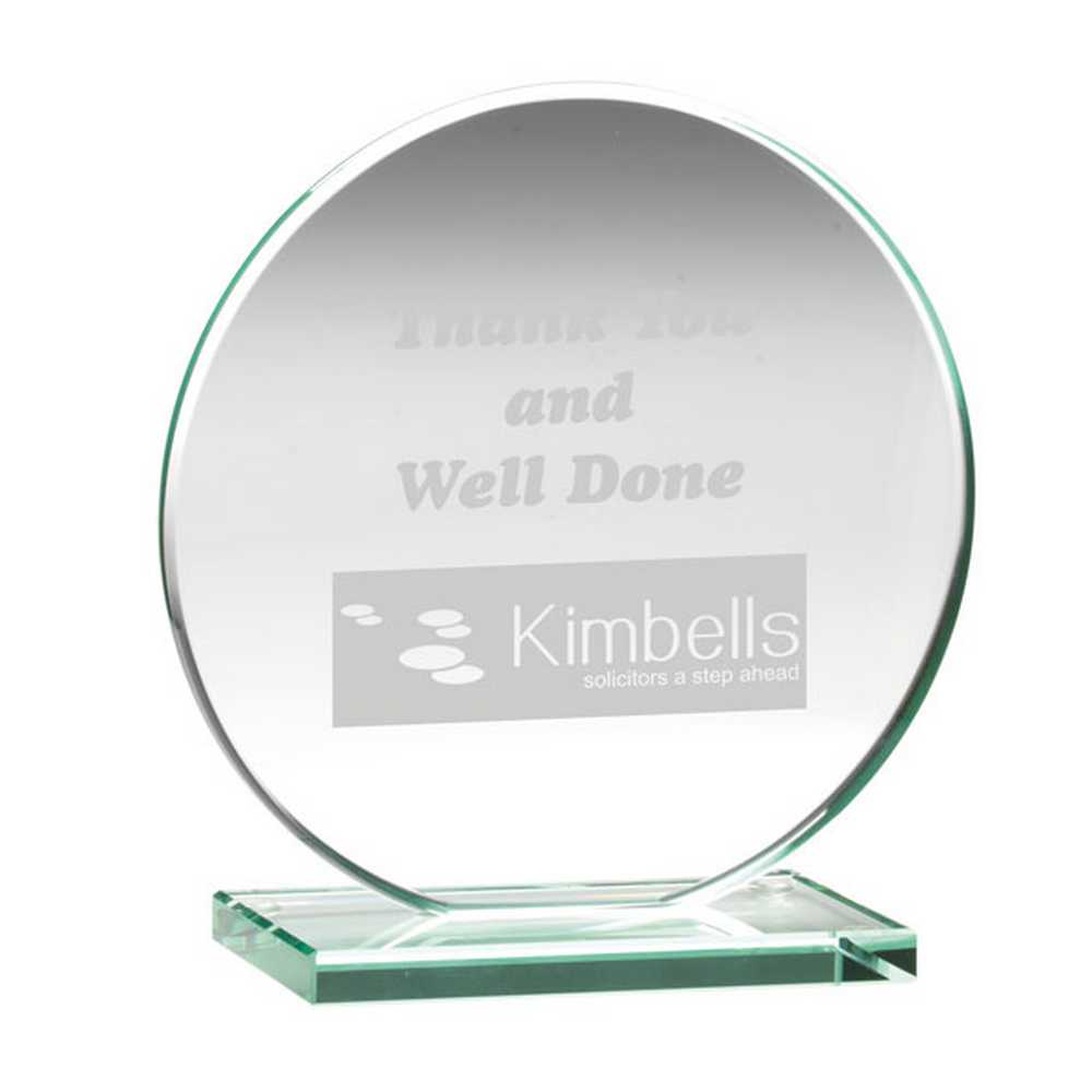 JADE GLASS ROUND PLAQUE (10mm THICK) - 3.75in - Optimum Teamwear
